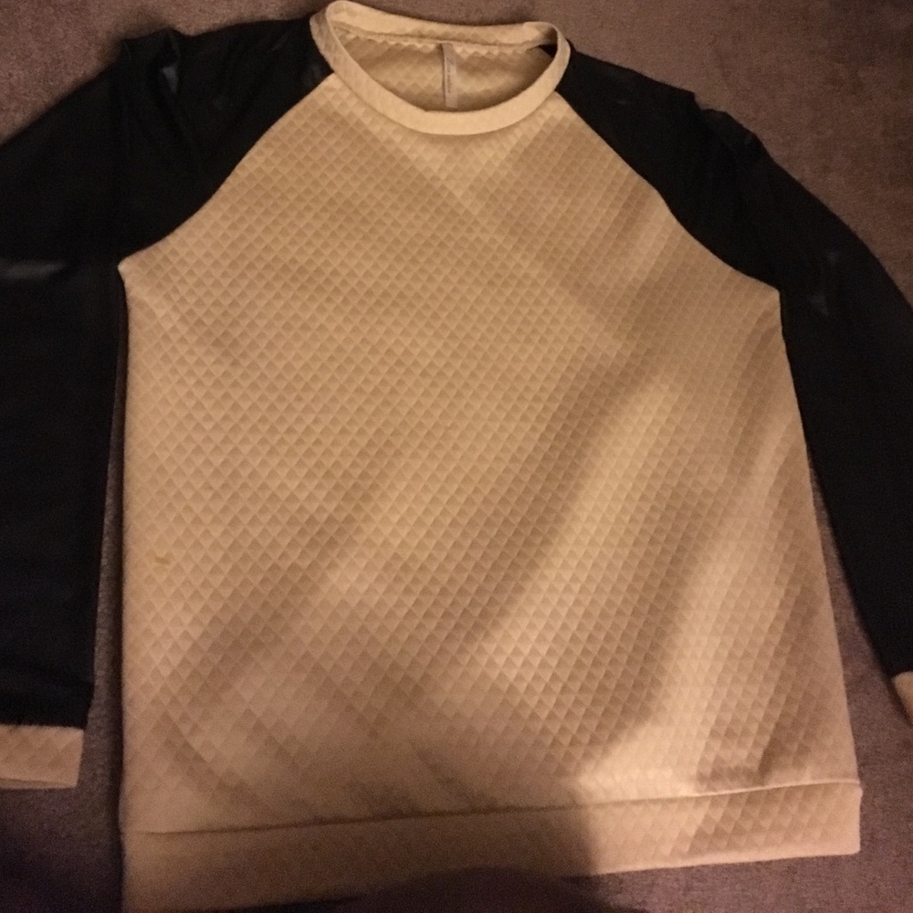Beige Leather Crewneck